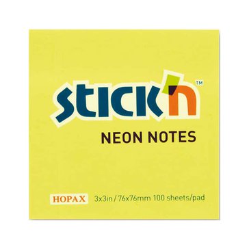 Bloček samolepicí Stick'n Notes, 76 x 76 mm, 100 listů, Žlutý