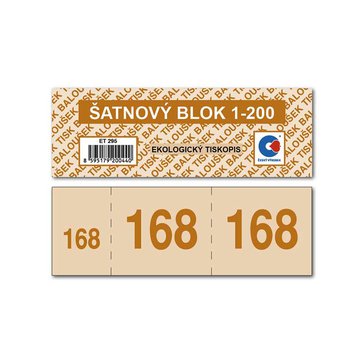 Blok šatnový 1-200 čísel, Mix barev