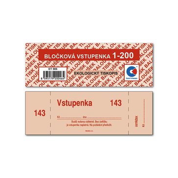 Vstupenky bločkové 1-200 čísel, Mix barev