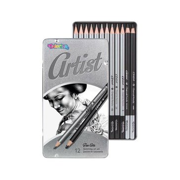 Tužky grafitové Colorino Artist v kovové krabičce, 12 ks