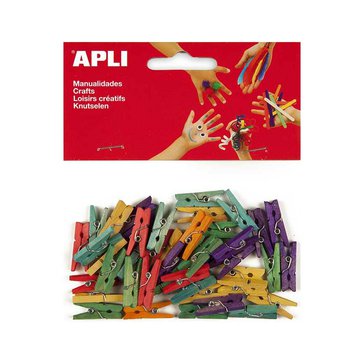 Kolíčky dřevěné APLI 45 ks, Mix barev