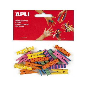 Kolíčky dřevěné APLI 20 ks, Mix barev
