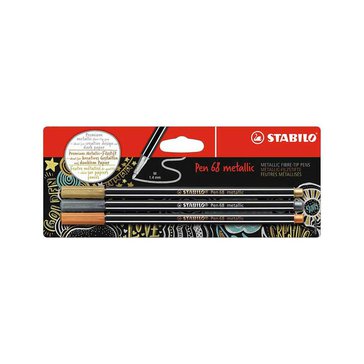Fix STABILO Pen 68, 3 ks, Zlatý, stříbrný, měděný