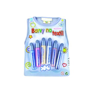 Barvy na textil metalické 7 ml, 6 ks