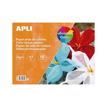Papír hedvábný APLI 32 x 24 cm, 10 listů, Mix barev