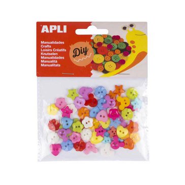 Knoflíky plastové APLI O 12 mm, 60 ks, Mix barev