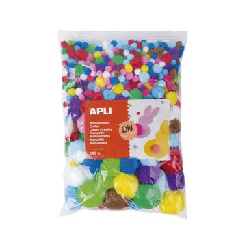 Kuličky POM-POM APLI Jumbo mix velikostí 500 ks, Mix barev
