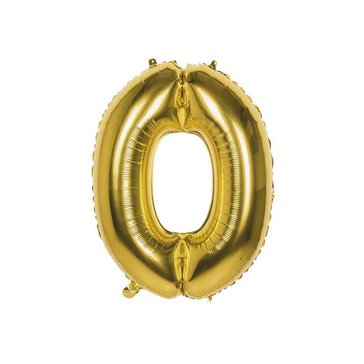 Balónek fóliový ve tvaru číslice 0, 86 cm, Zlatý
