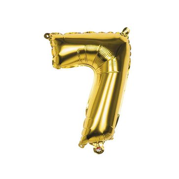 Balónek fóliový ve tvaru číslice 7, 86 cm, Zlatý
