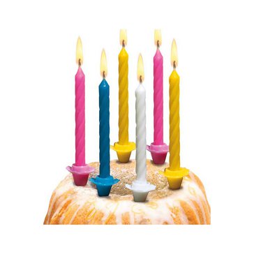 Svíčky dortové se stojánky 12 ks, Mix barev