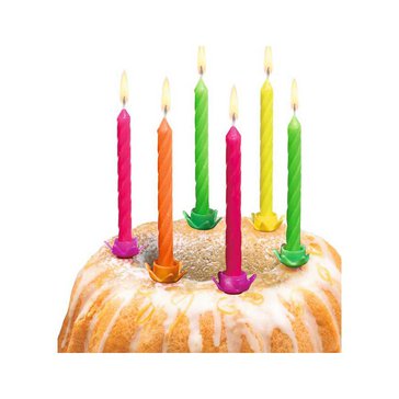 Svíčky dortové se stojánky 12 ks, Neonové