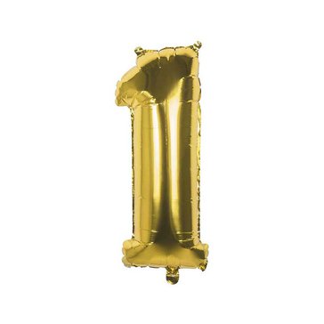 Balónek fóliový ve tvaru číslice 1, Zlatý