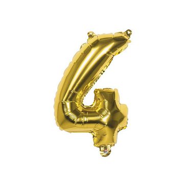 Balónek fóliový ve tvaru číslice 4, Zlatý