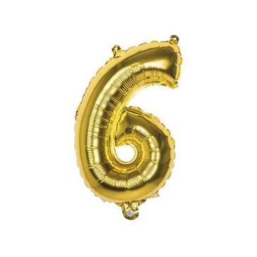 Balónek fóliový ve tvaru číslice 6, Zlatý
