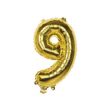 Balónek fóliový ve tvaru číslice 9, Zlatý
