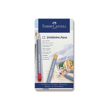 Pastelky umělecké akvarelové Faber-Castell Goldfaber Aqua, 12 ks